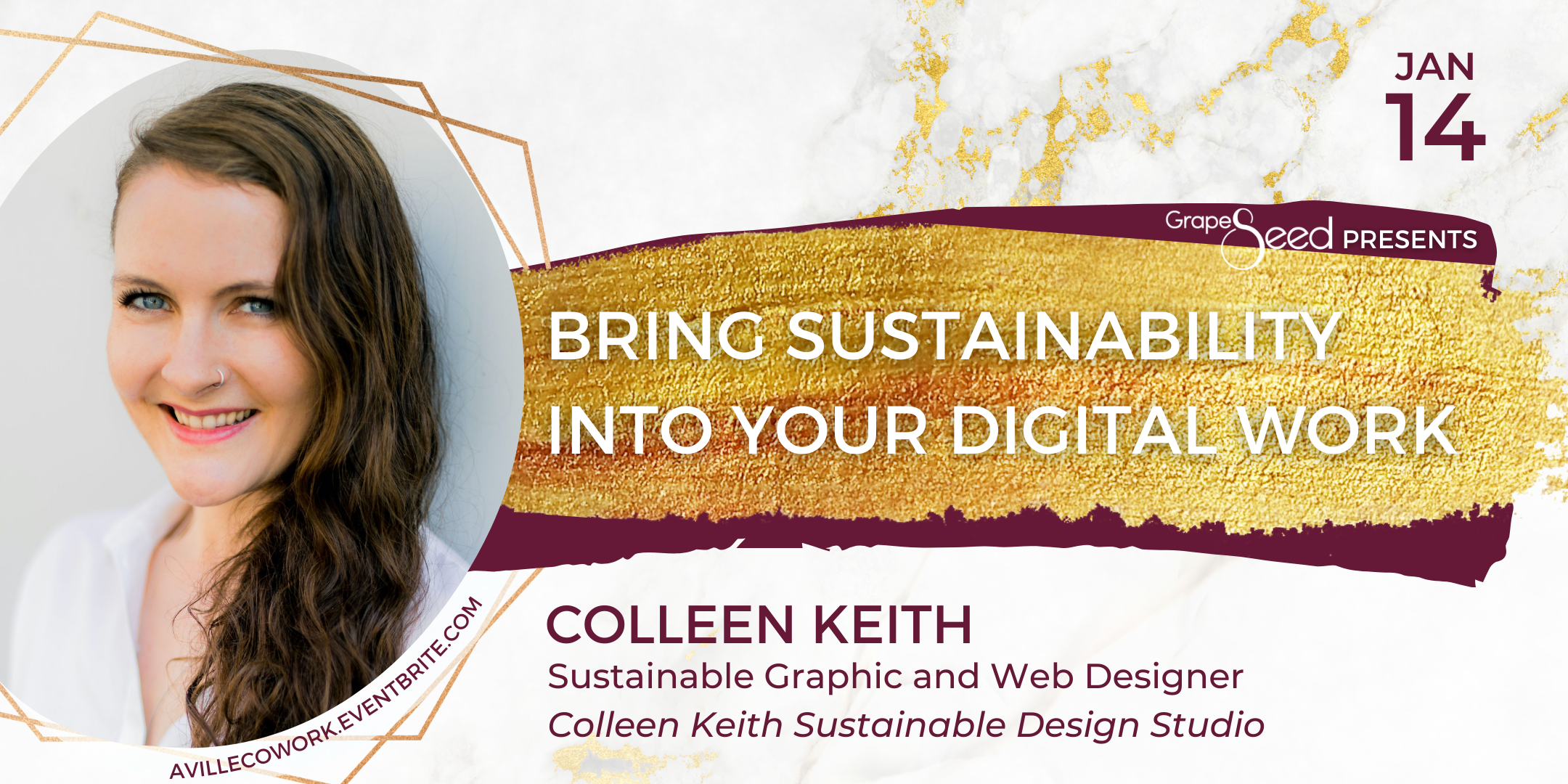 Lunch & Learn banner — Bring Sustainability to Your Digital Work with Colleen Keith on January 14.